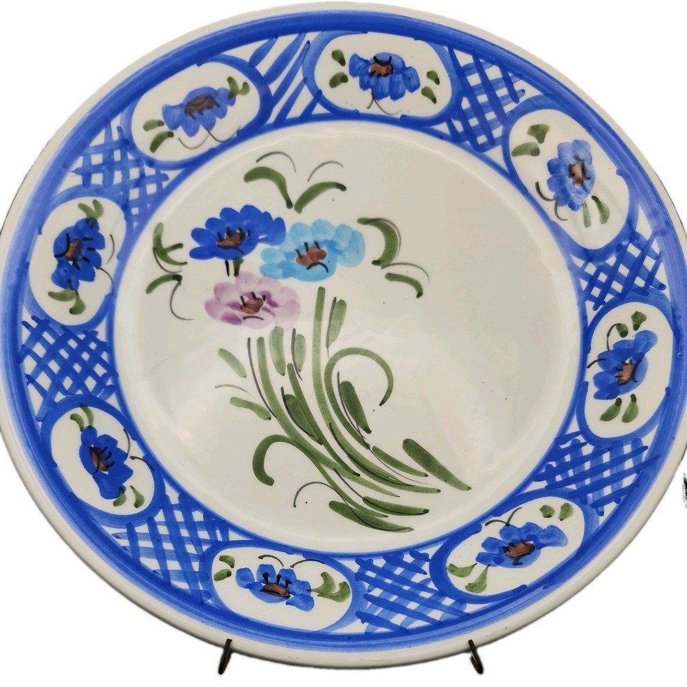 1984 10" Hand Painted Floral Ceramic Decorative Plate Athens Greece signed